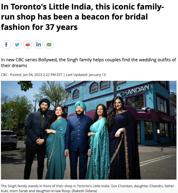In Toronto's Little India, this iconic family-run shop has been a beacon for bridal fashion for 37 years