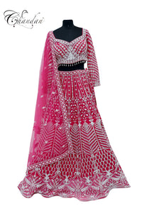 Pink emb. Lehenga Set