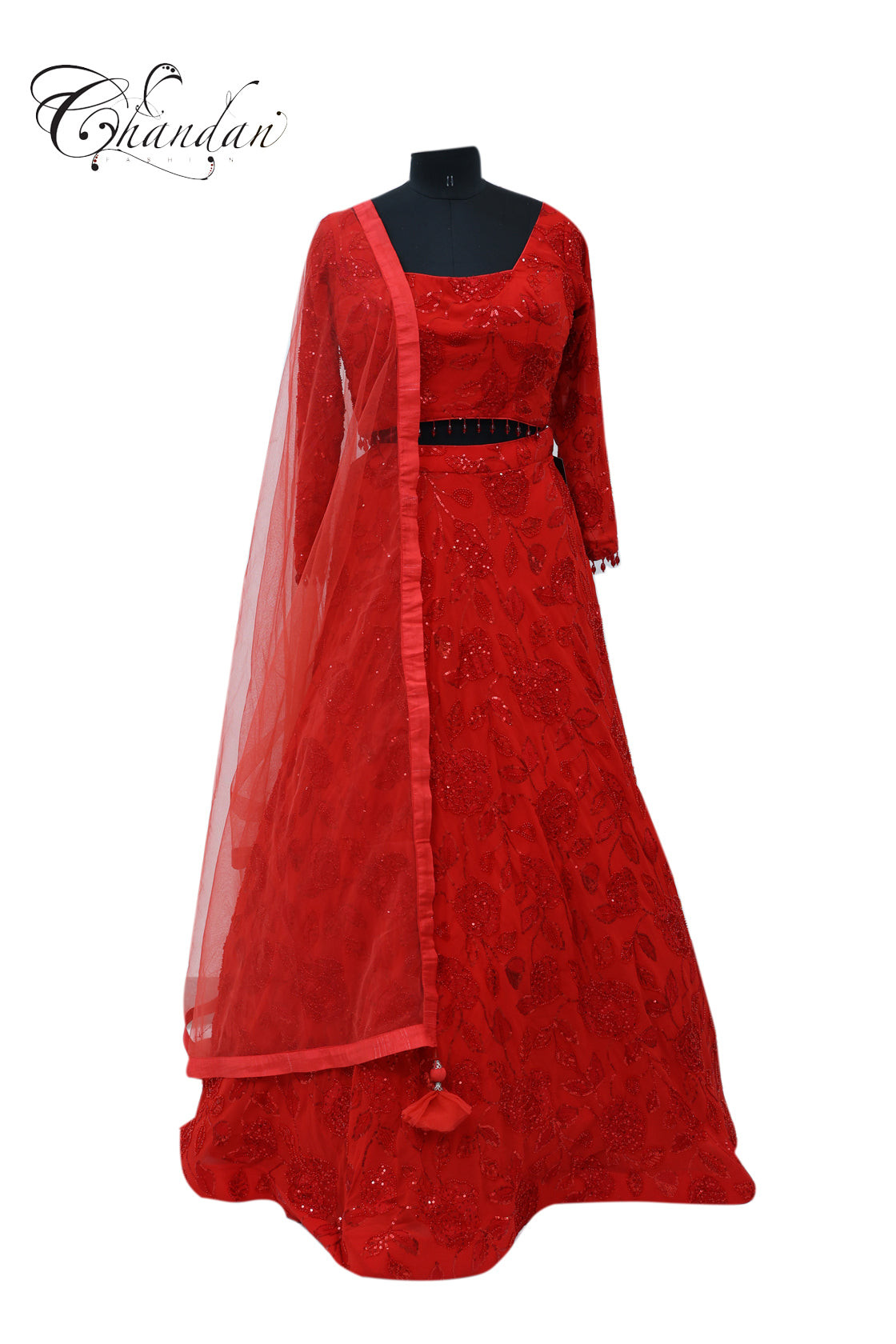Red Emb. Lehenga Set