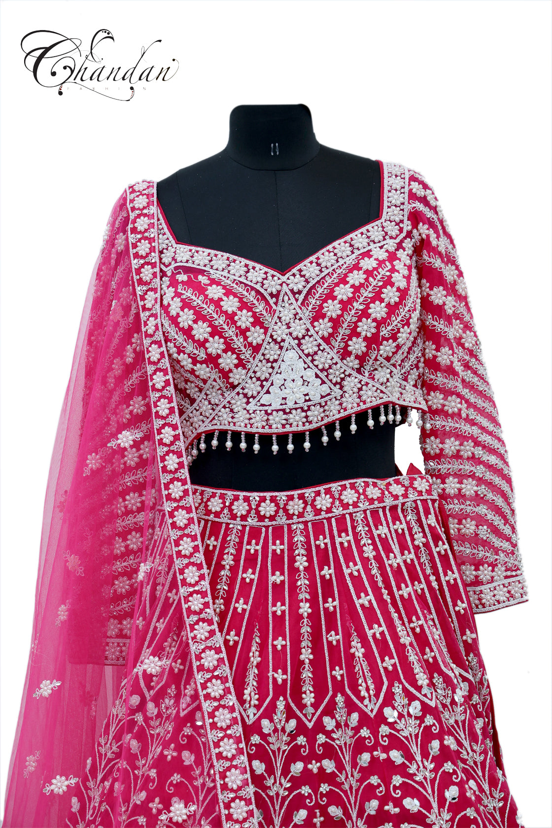 Pink emb. Lehenga Set