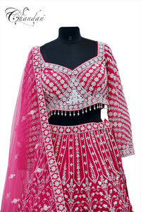Pink emb. Lehenga Set