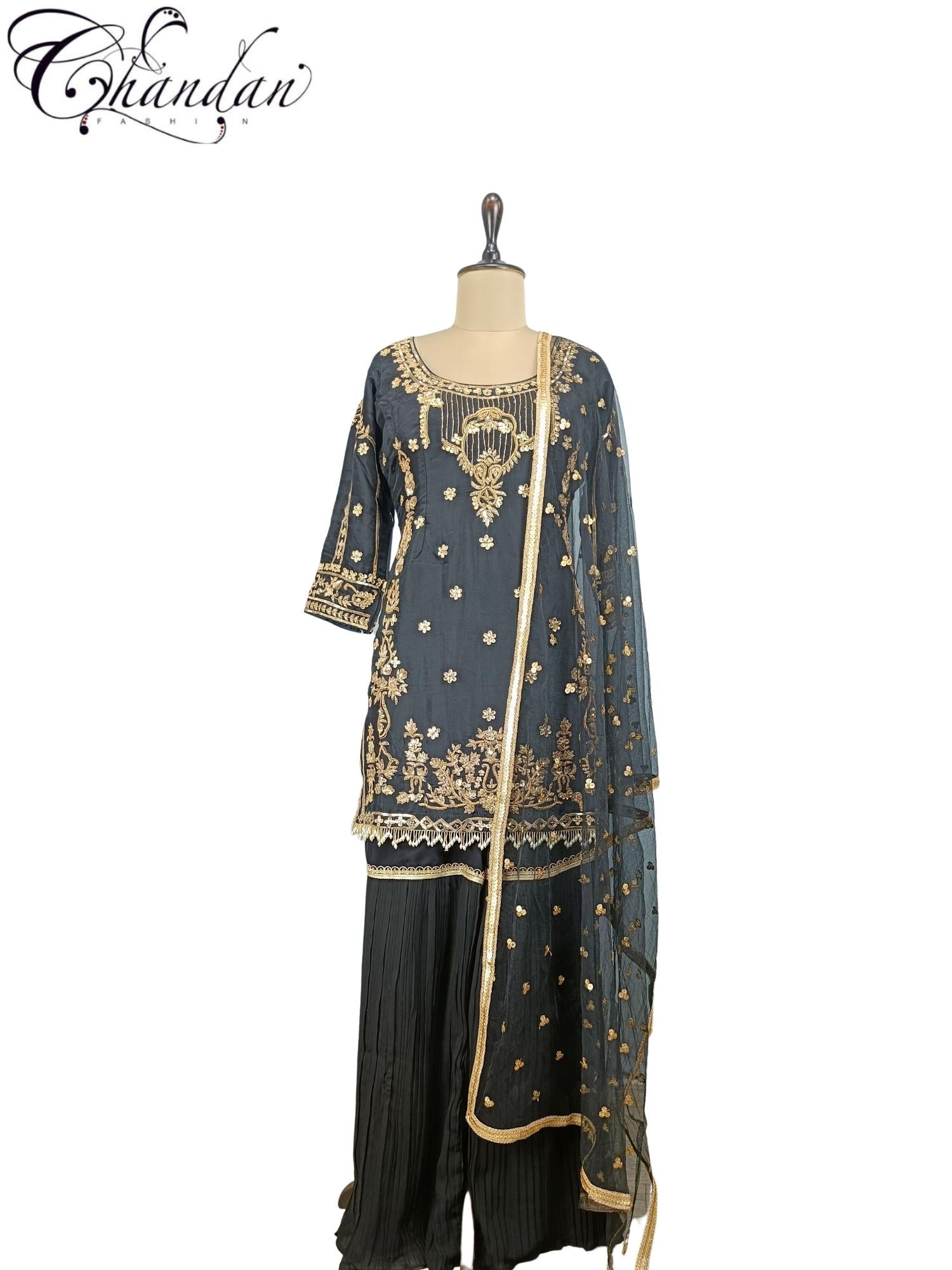 Partywear Embroidered Sarara Suit Set