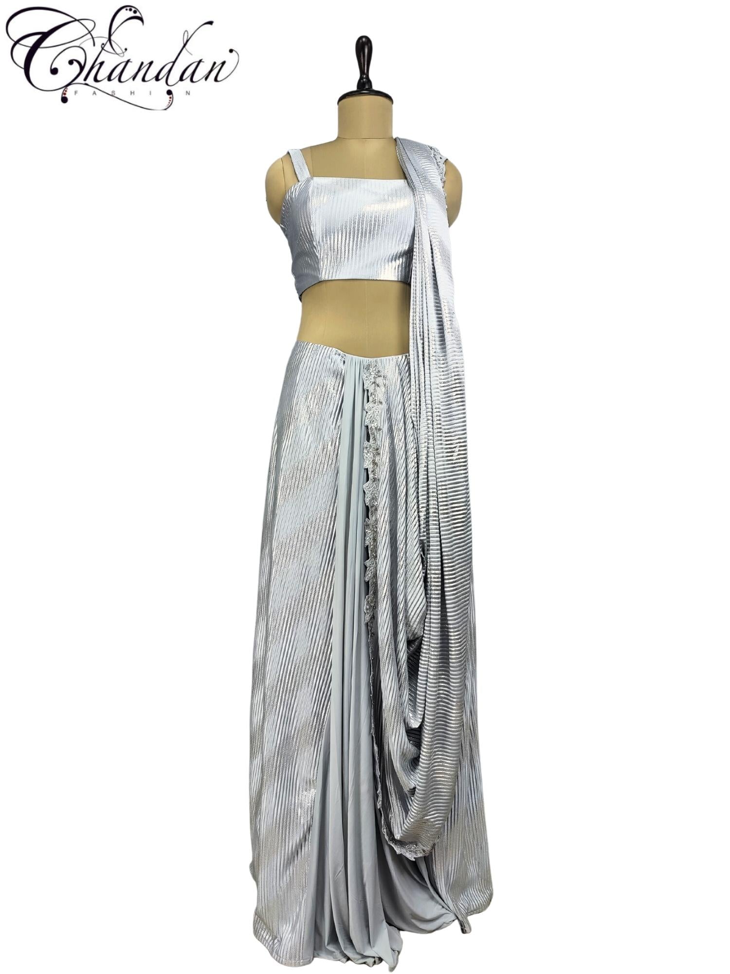 Partywear Fancy Saree Blouse Set