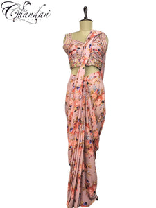 Partywear Floral Saree Blouse Set