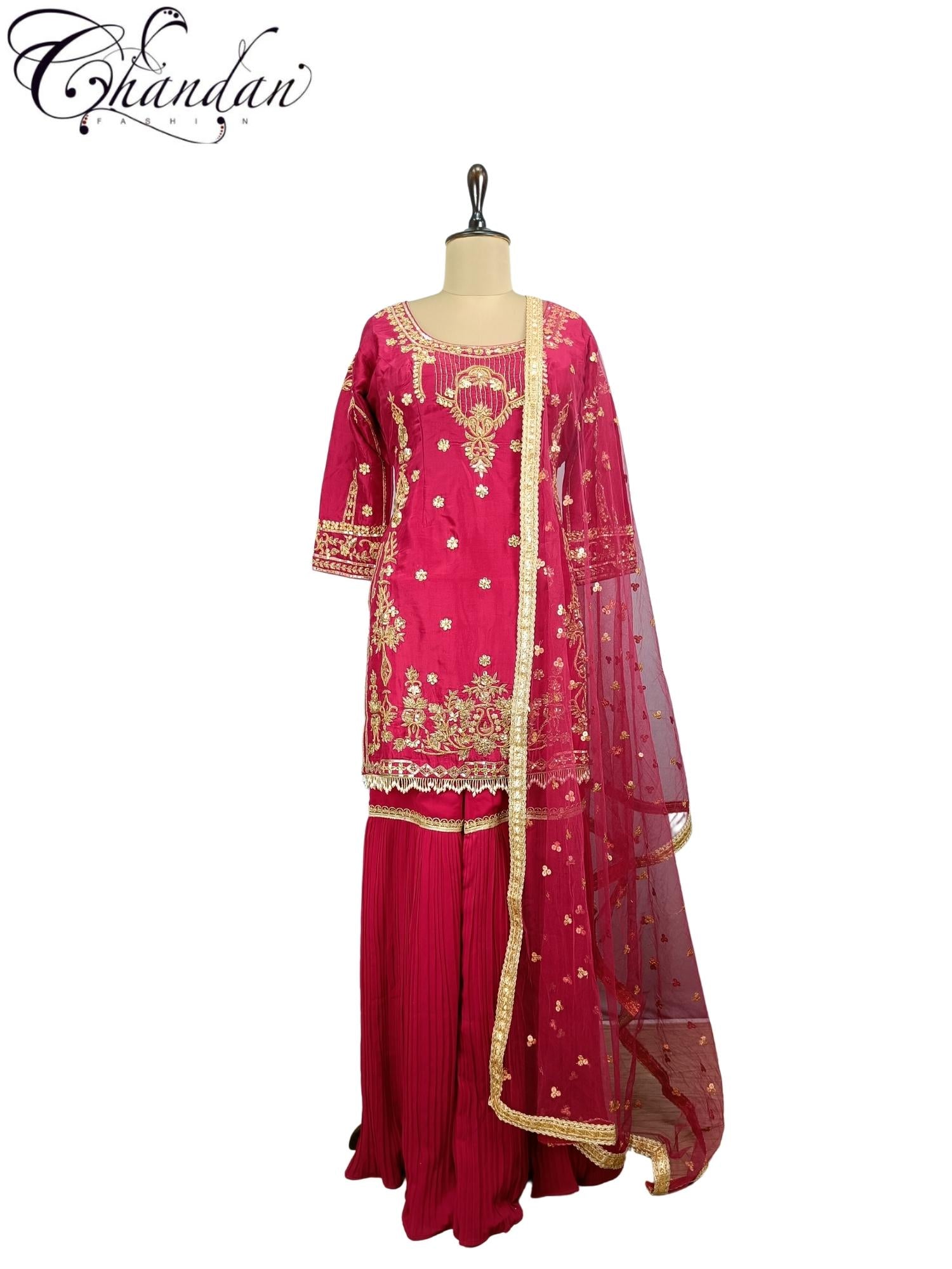 Partywear Embroidered Sarara Suit Set