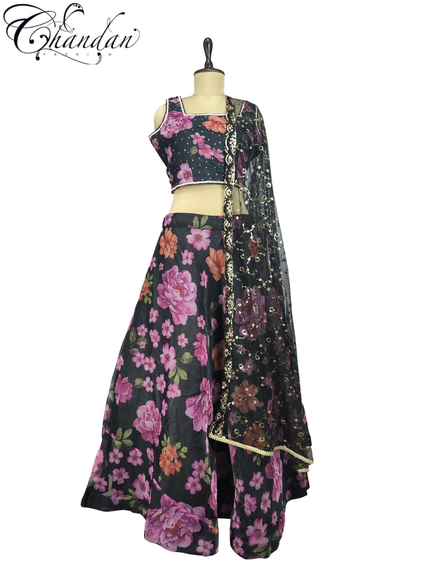 Partywear Floral Lehenga Choli Set