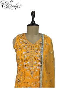 Partywear Embroidered Sharara Suit Set