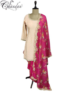Embroidered Georgette Suit With Dhoti Salwar Set