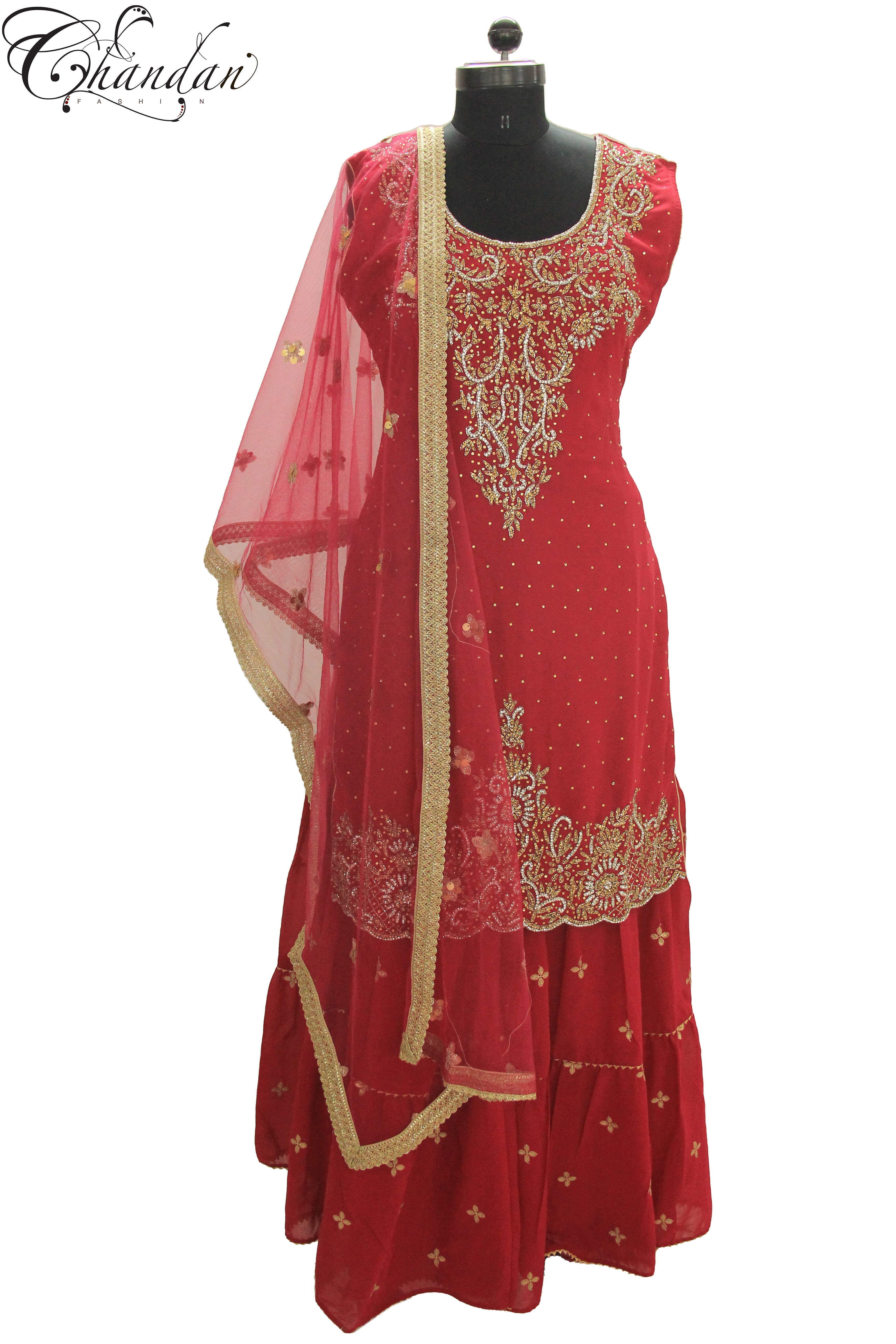 Sharara Suit With Zari and Stone Emb