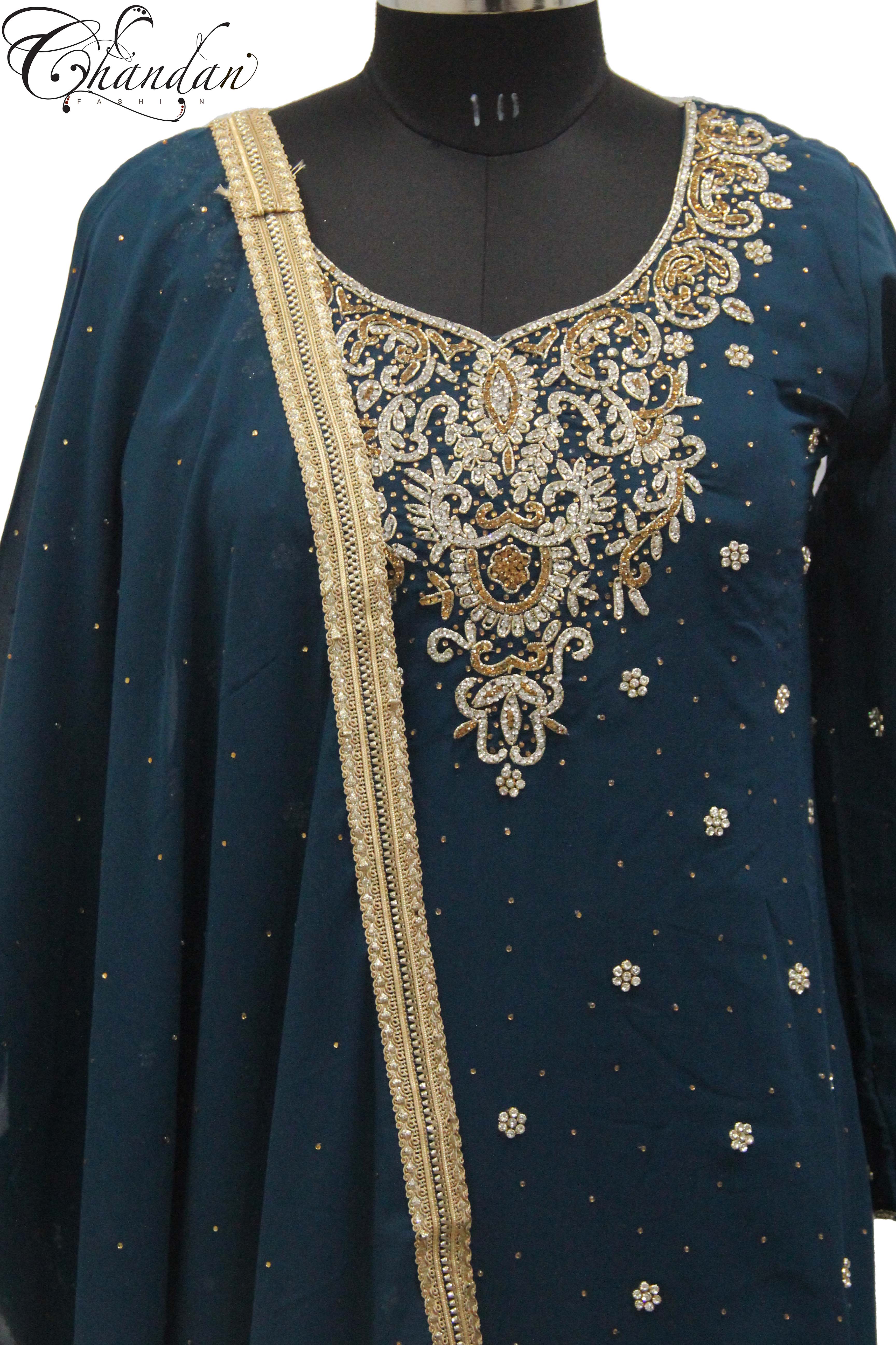 Sharara Suit With Golden Zari And Golden Emb
