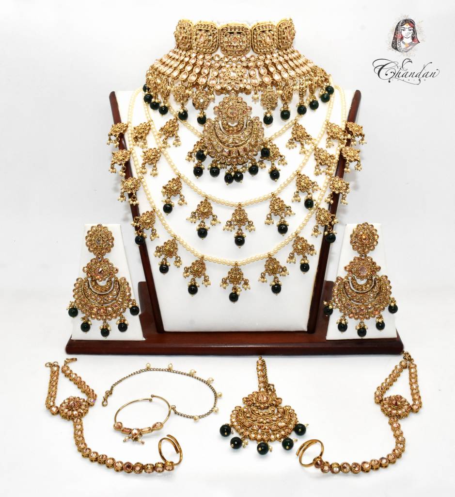 Gold Bridal Set w/ stones, beads & pearls