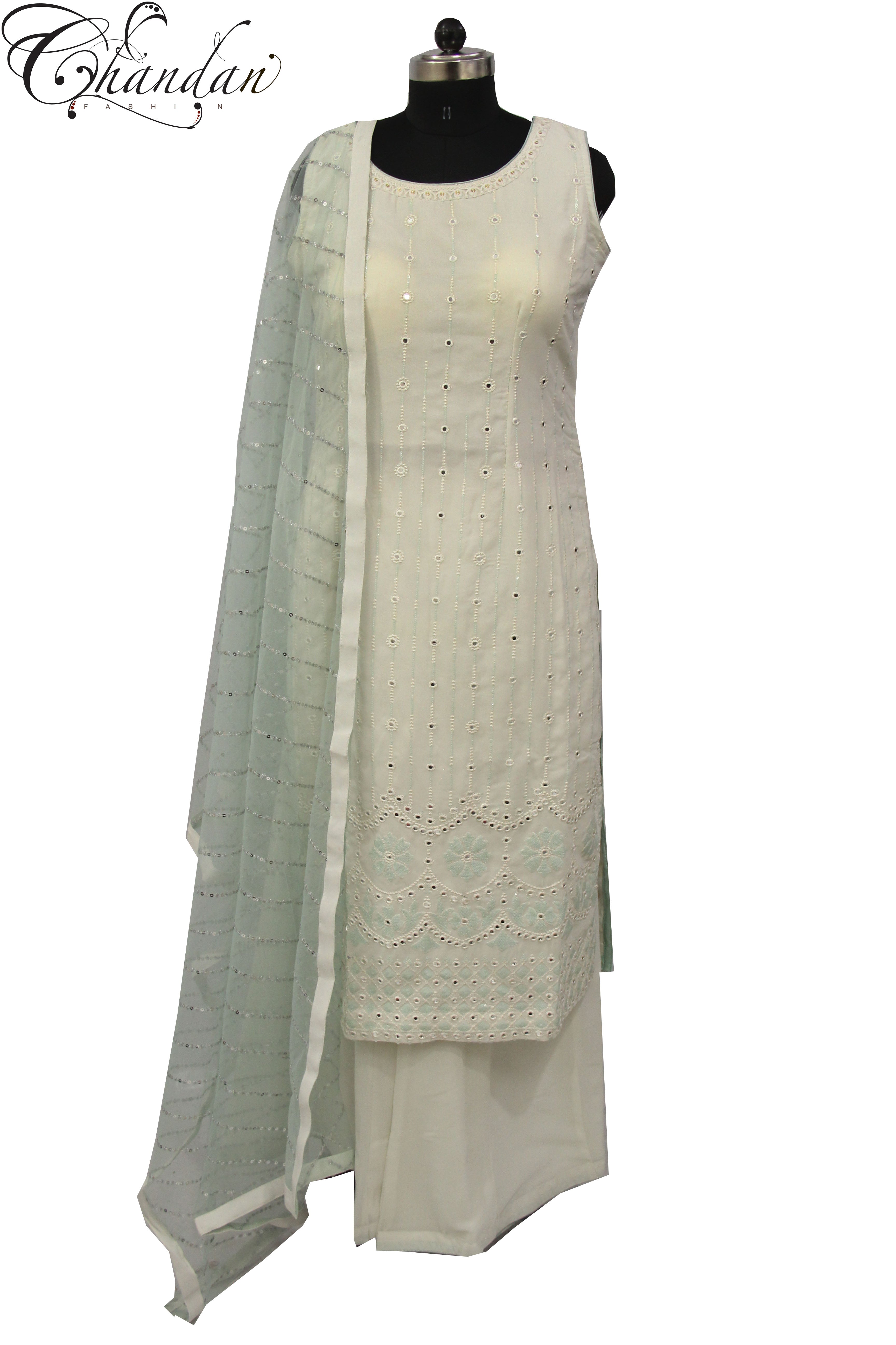 Contrast Sharara Suit With Sequence Emb.