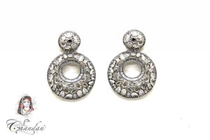 Silver Earings With White Stones