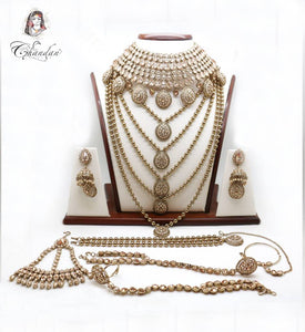 Gold Bridal Set w/ stone work & gold beads detailing