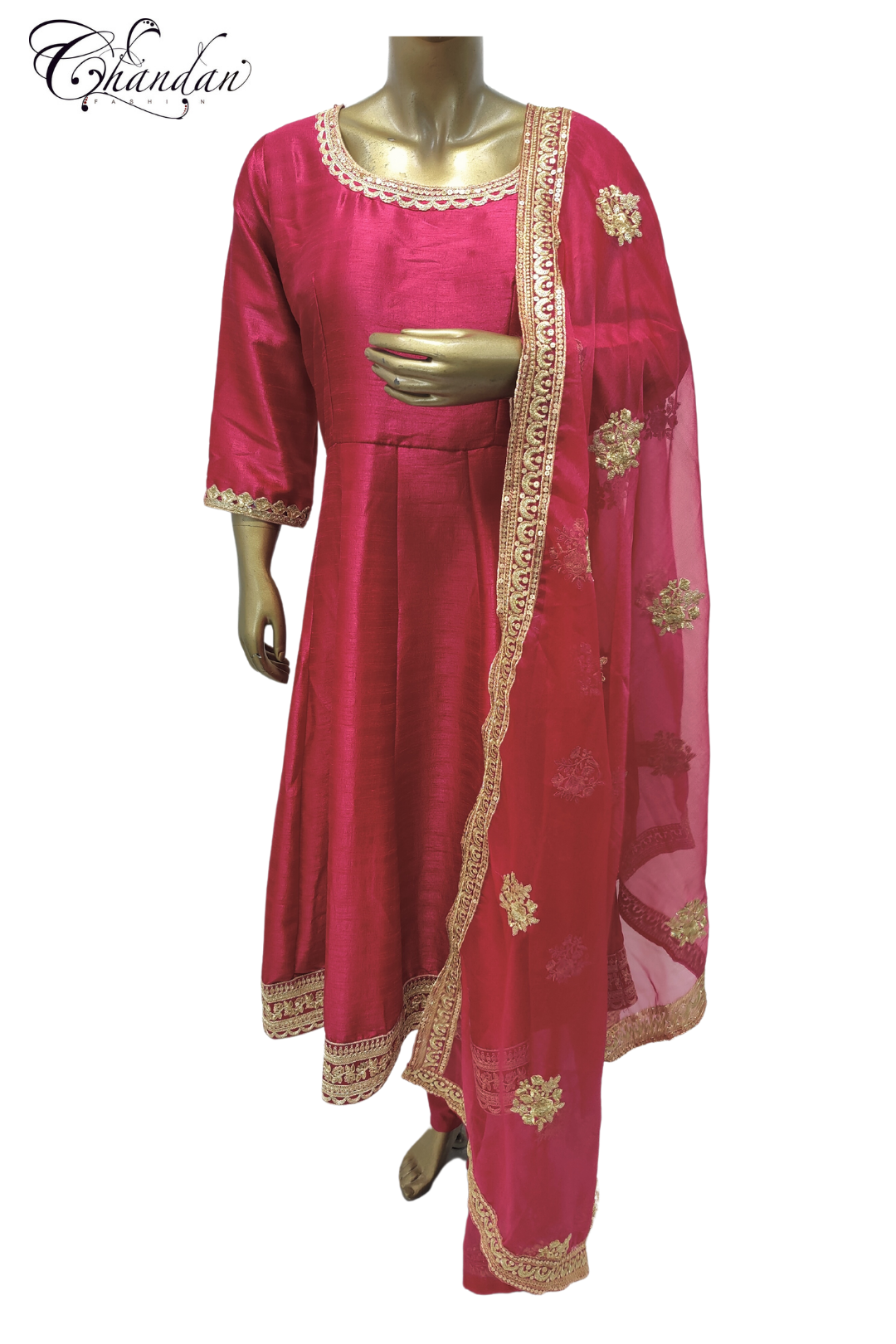 Women's Embroidered Partywear Flared silk suit