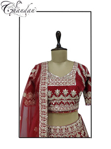 Women's Partywear Red Lehenga Choli Set