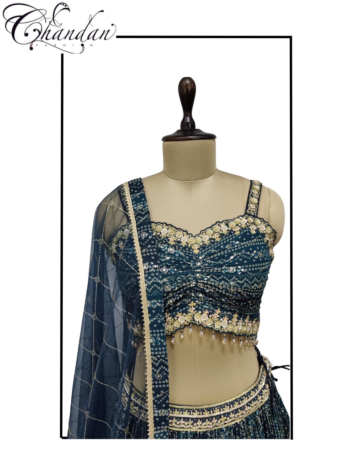 Women's Partywear Teal Lehenga Choli Set