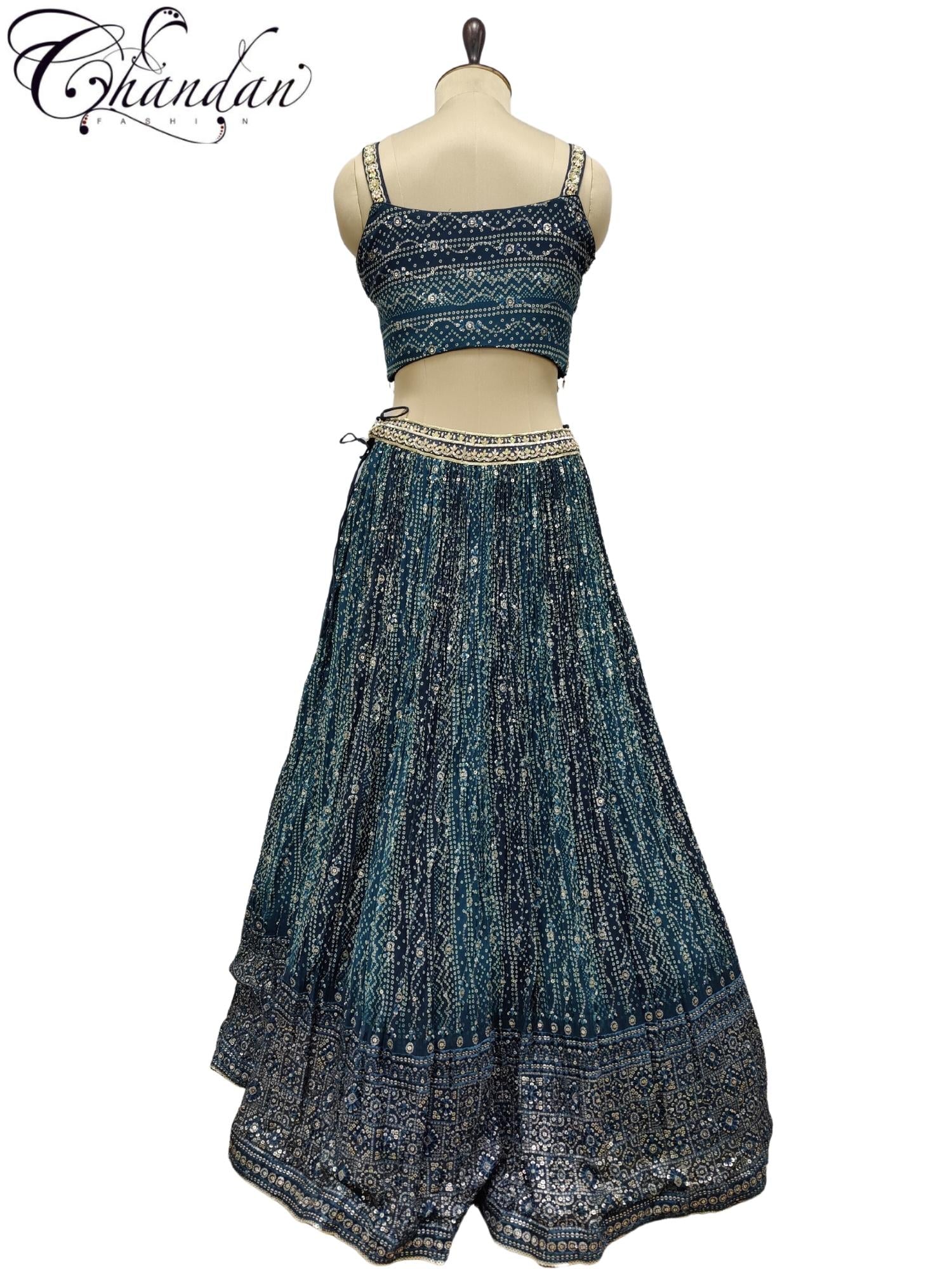 Women's Partywear Teal Lehenga Choli Set