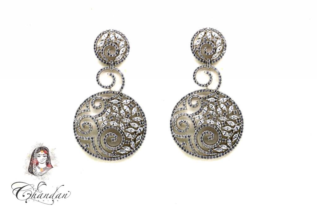 Silver Earings With White Stones
