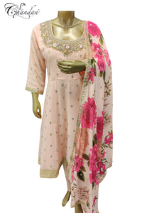 Women's partywear embroidered suit paired with printed dupatta