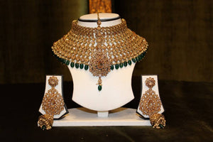 Gold Choker Set with green drops