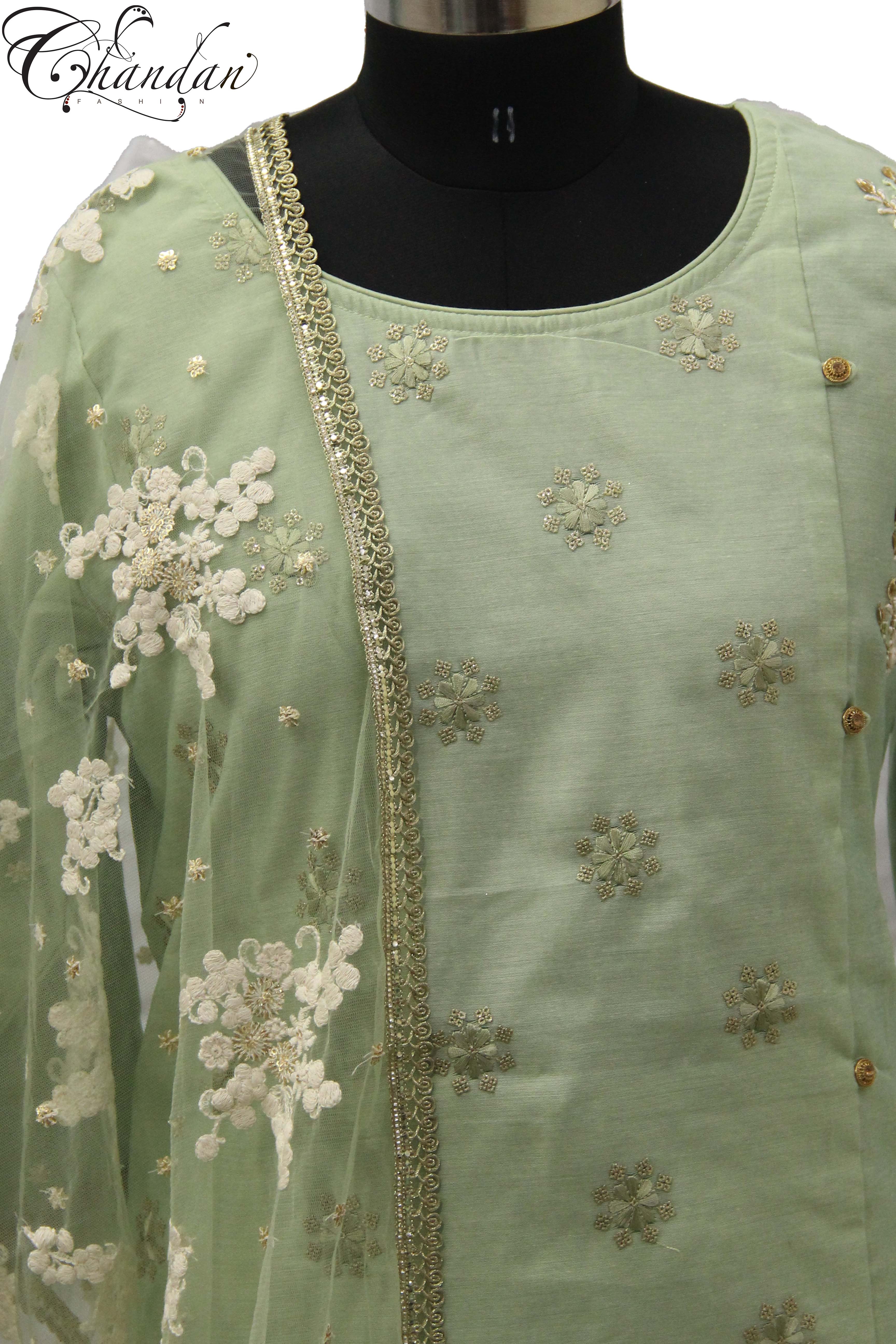 Straight Kurta Pants set with Zari emb