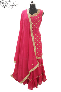Sharara Suit with V-neck Zari And Stone Emb.
