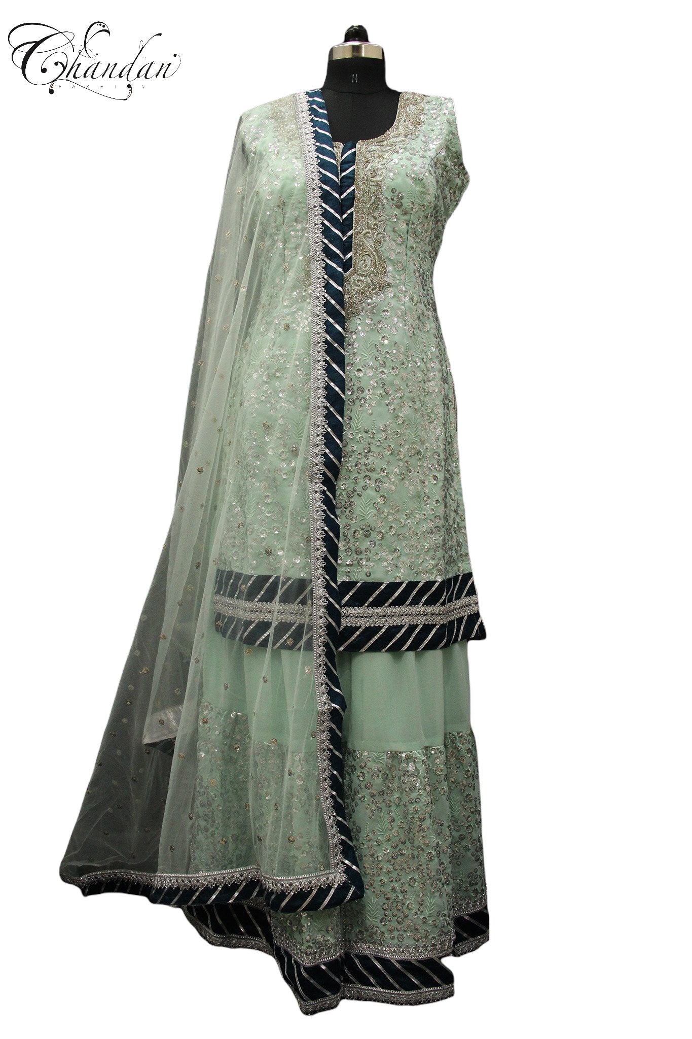 Sharara Suit with Silver Emb.