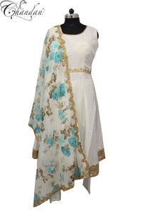 Contrast Peplum Suit With Floral Dupatta