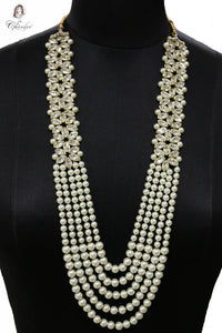 Pearl Necklace with White Stones Detailing