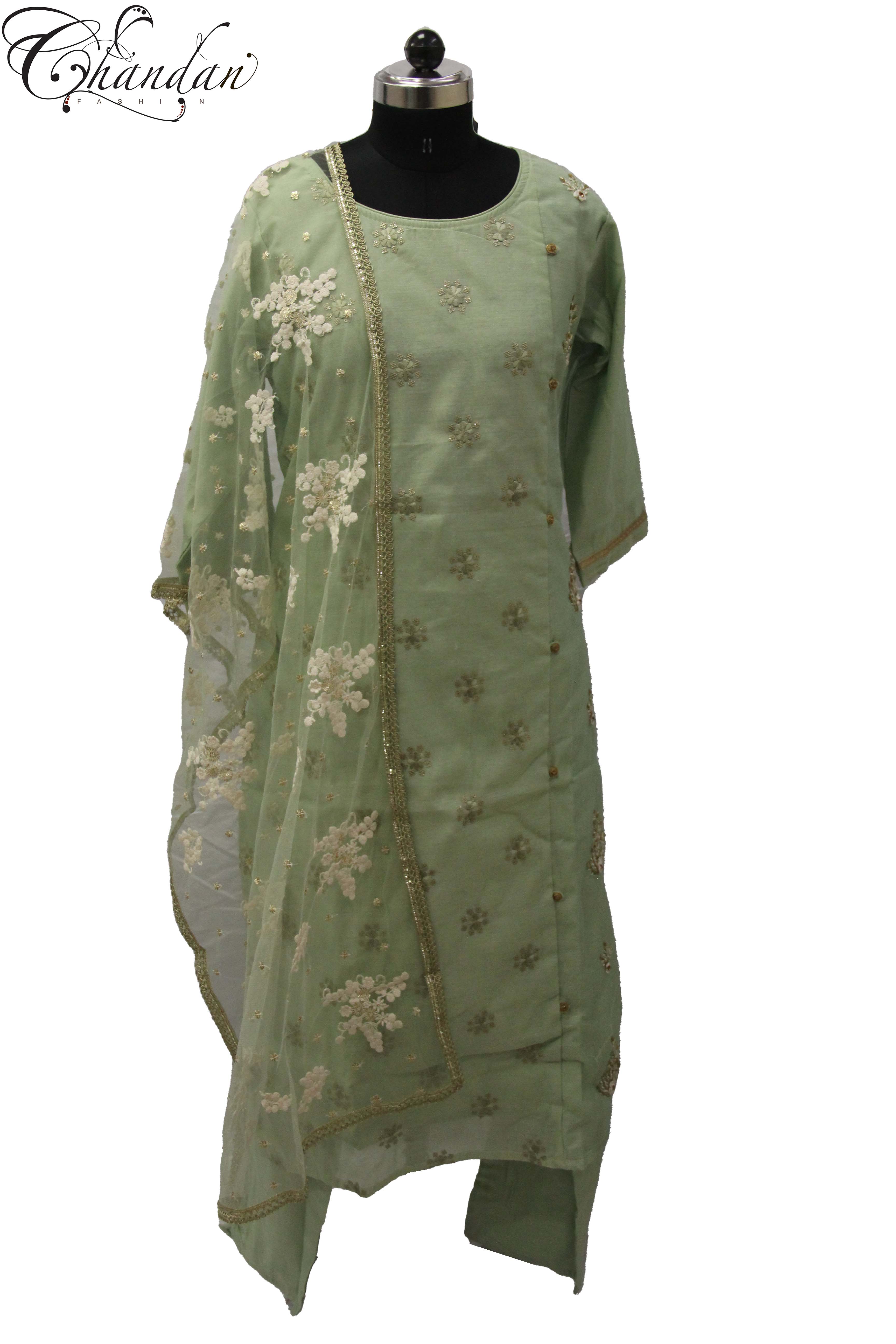 Straight Kurta Pants set with Zari emb