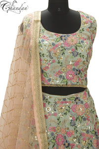 Floral Lehenga Choli With Contrast Dupatta