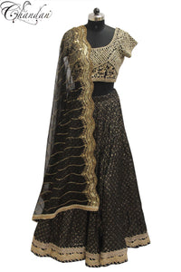 Black Color Lehenga Choli With Zari Emb.