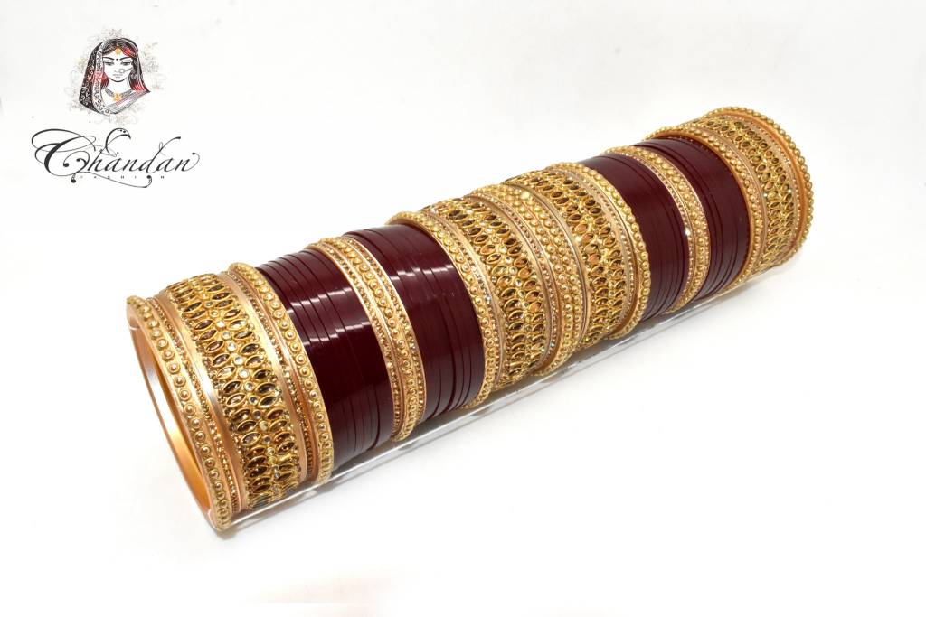 Maroon Chura w/ gold stone work