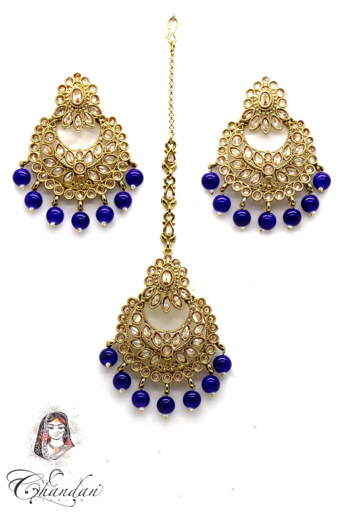 Gold Earing & Tikka With Stones