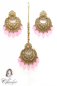 Gold Earing & Tikka With Stones