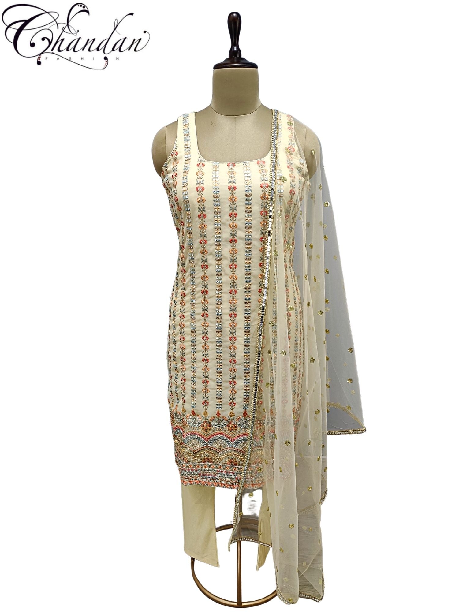 Women's Punjabi Suit paired with net dupatta