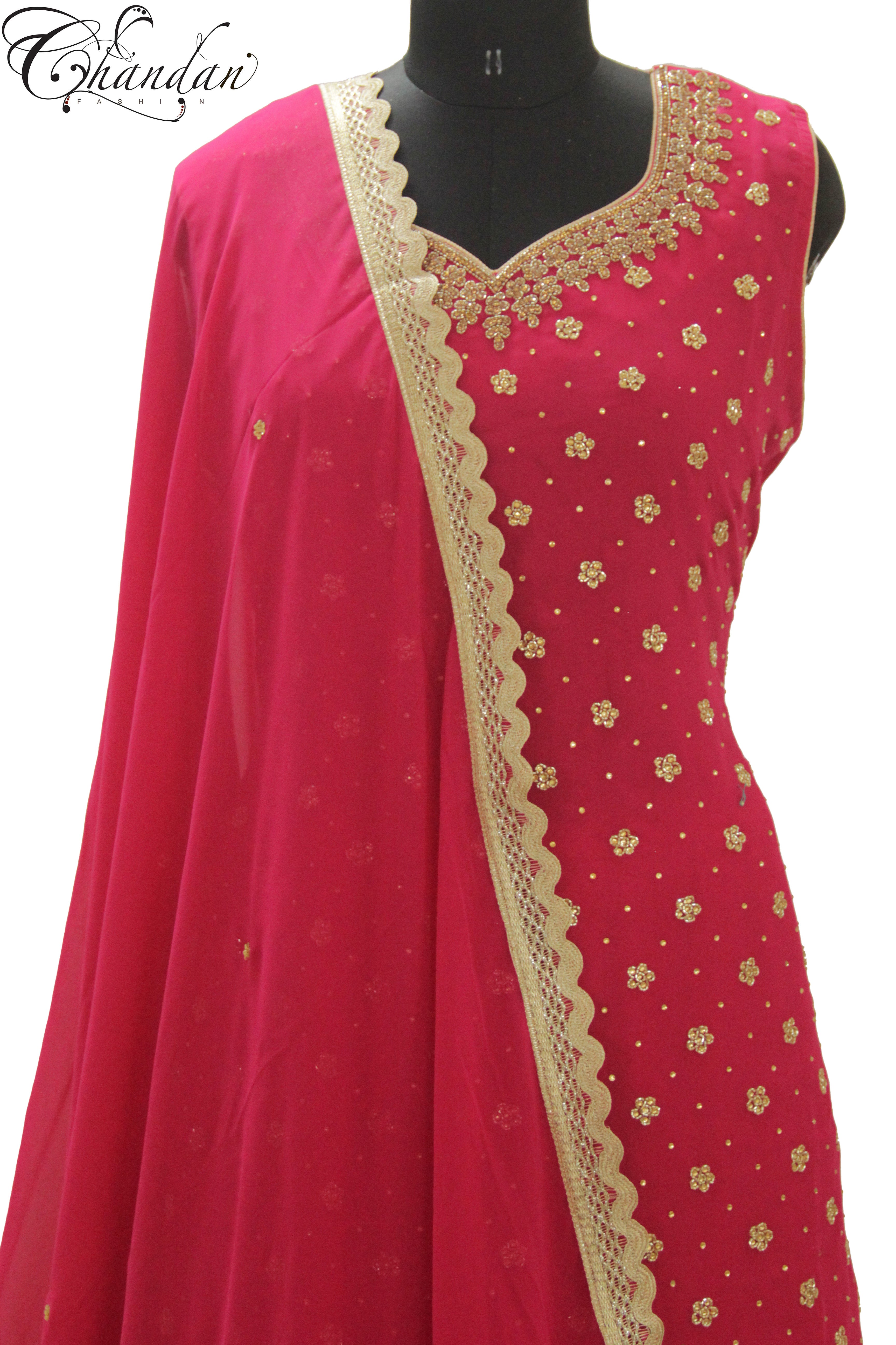 Sharara Suit with V-neck Zari And Stone Emb.