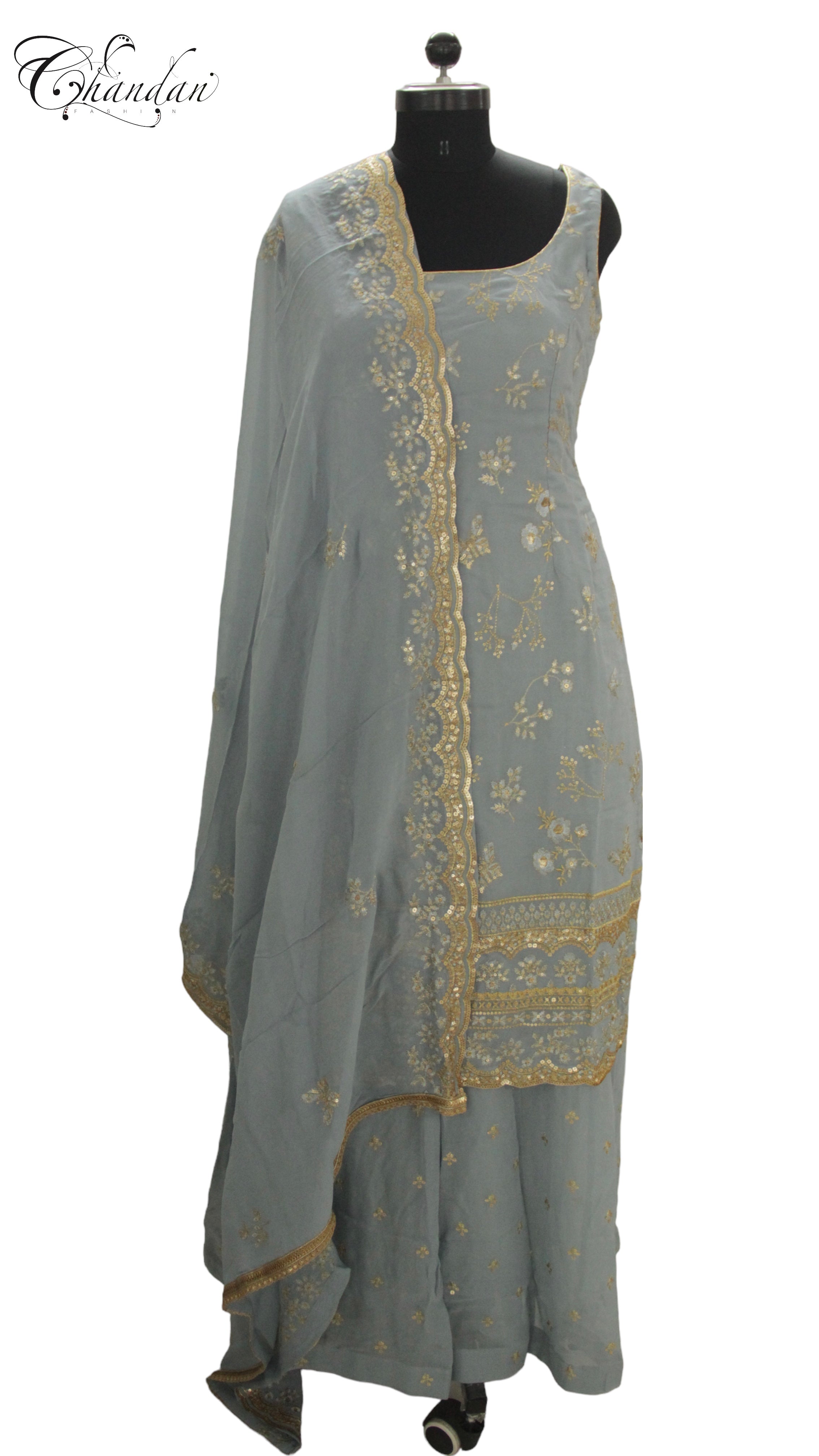 Sharara Suit With Zari Emb.