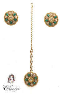 Gold Tops & Tikka With Gold & Green Stones