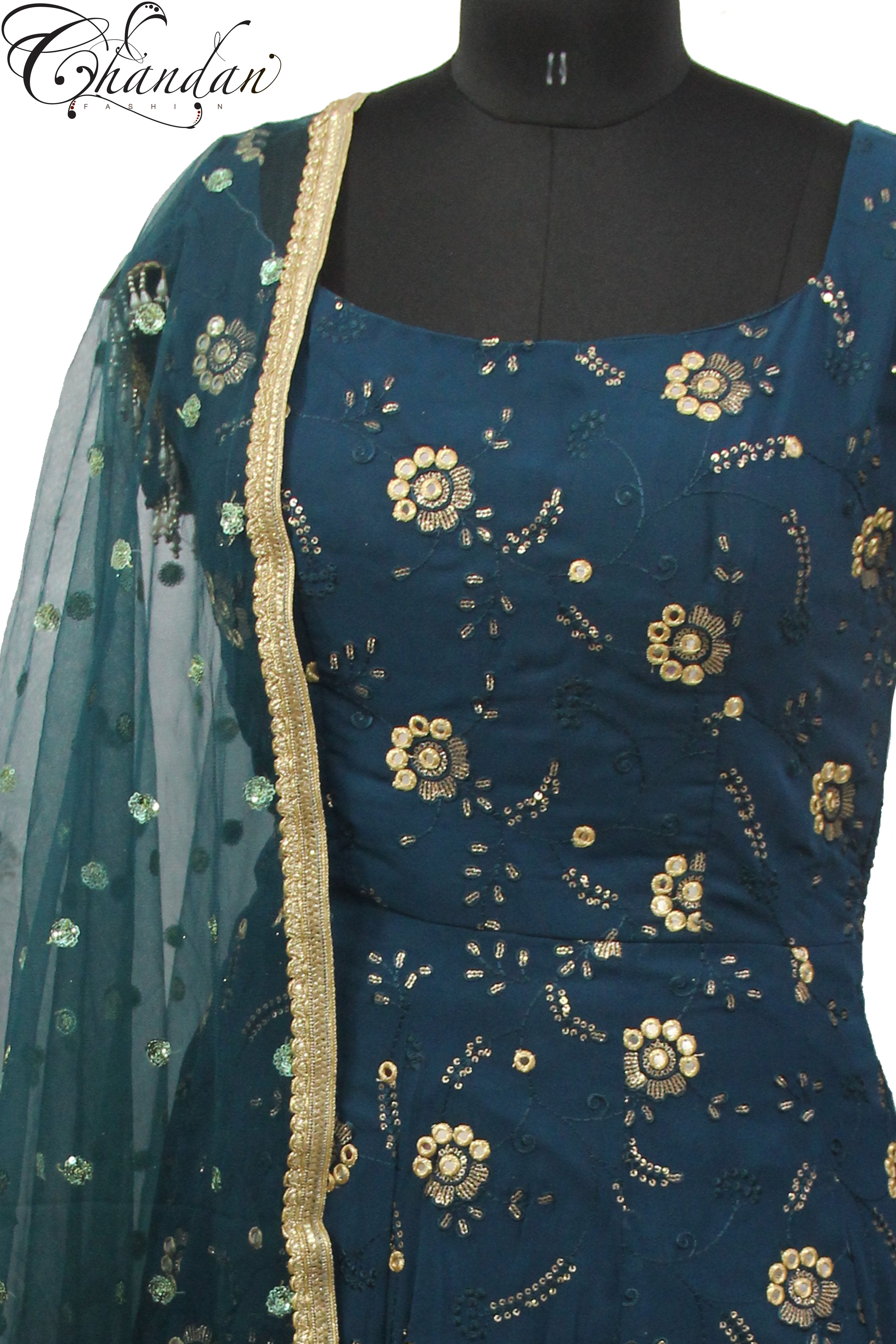 Sharara Suit with Mirror And Sequence Emb.