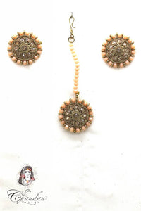 Gold Tops & Tikka With Peach & Gold Stones