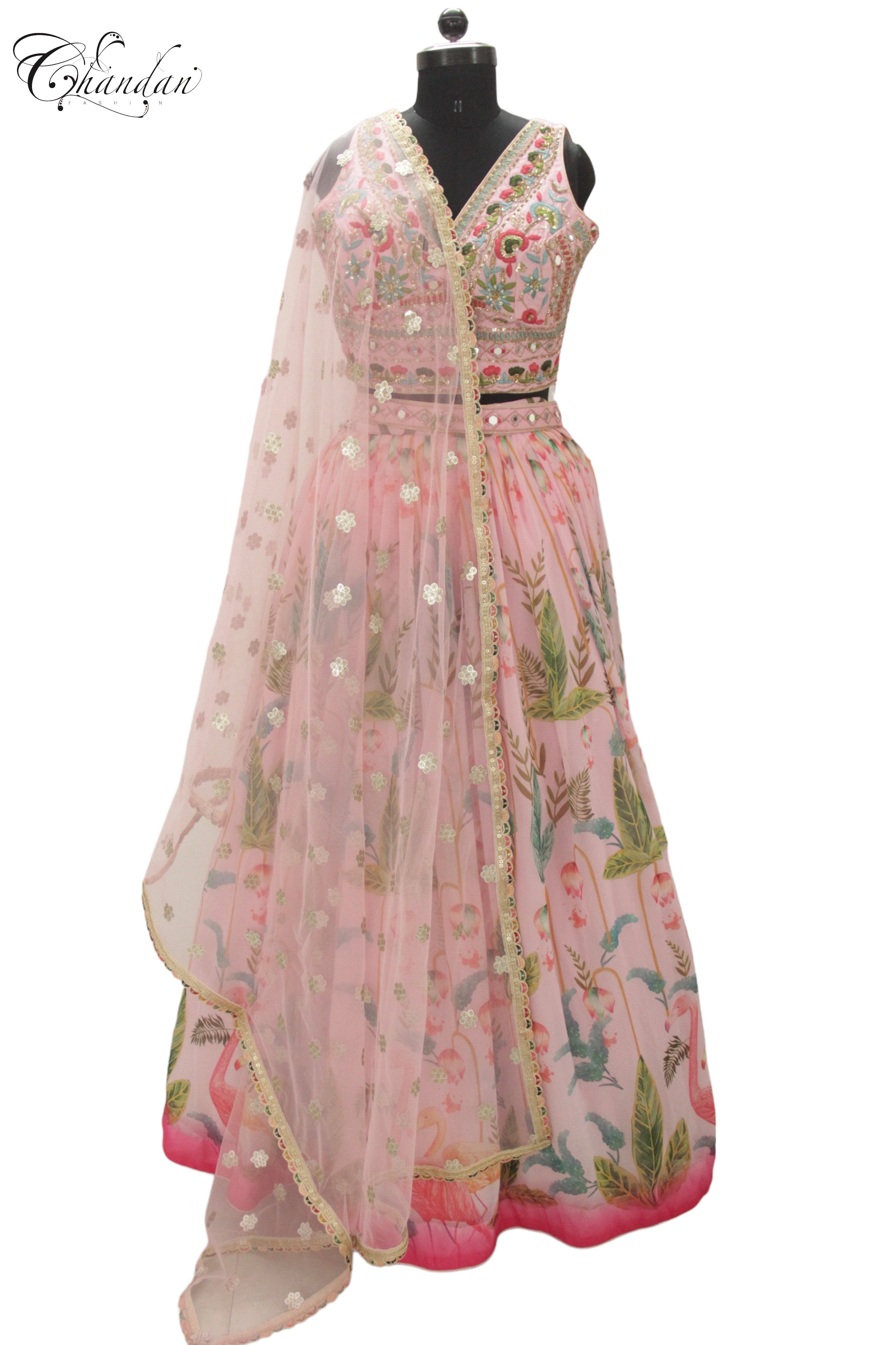 Floral Thread Emb. Lehenga Set.