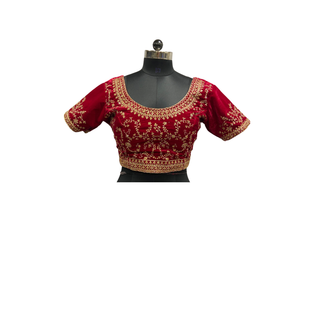 Bridal Red Velvet Ghaghra Choli