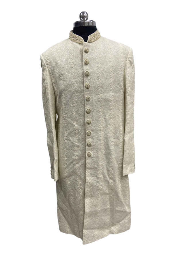 Men's Bridal Sherwani on Pure Handloom Brocade Silk Work
