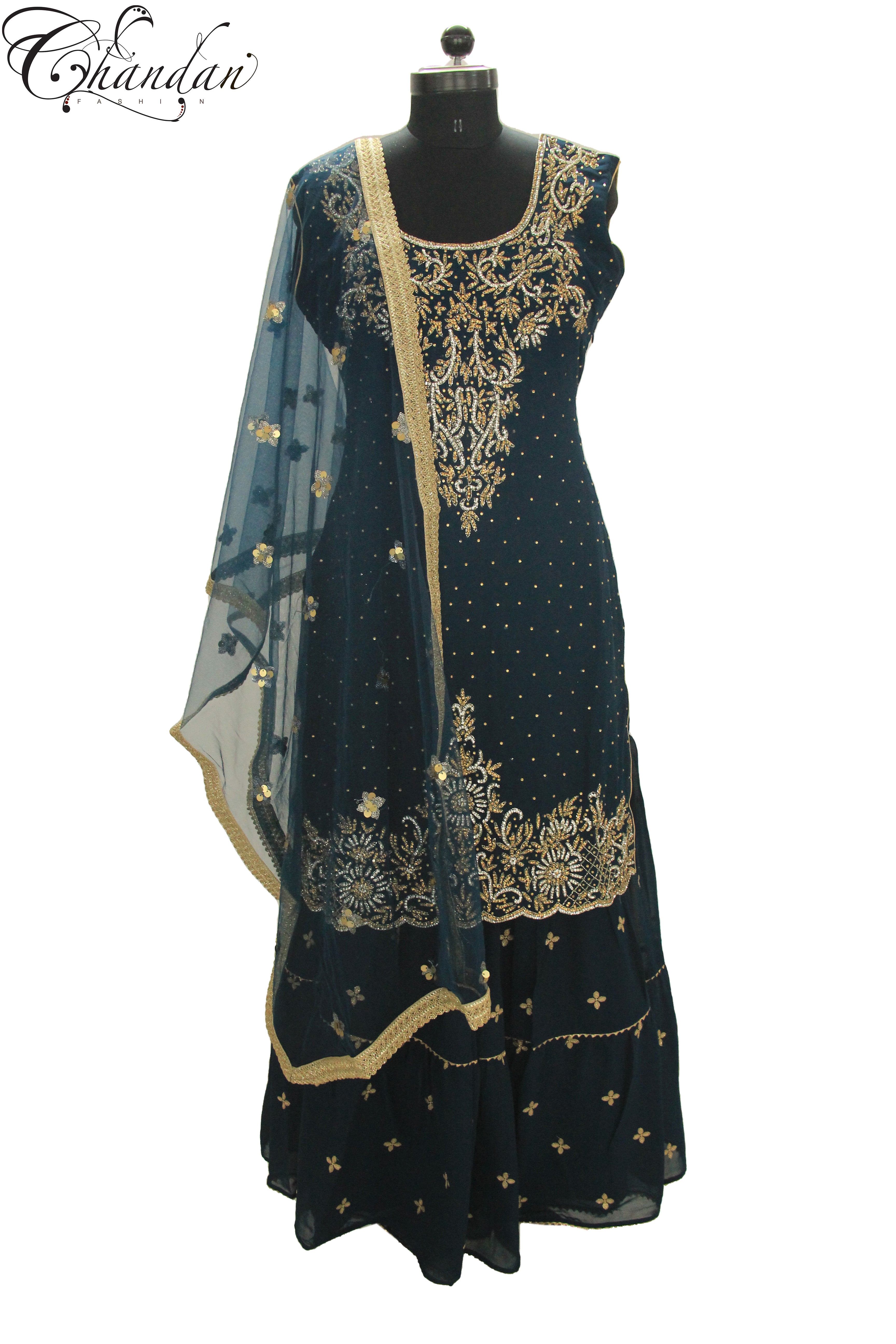 Sharara Suit With Zari and Stone Emb