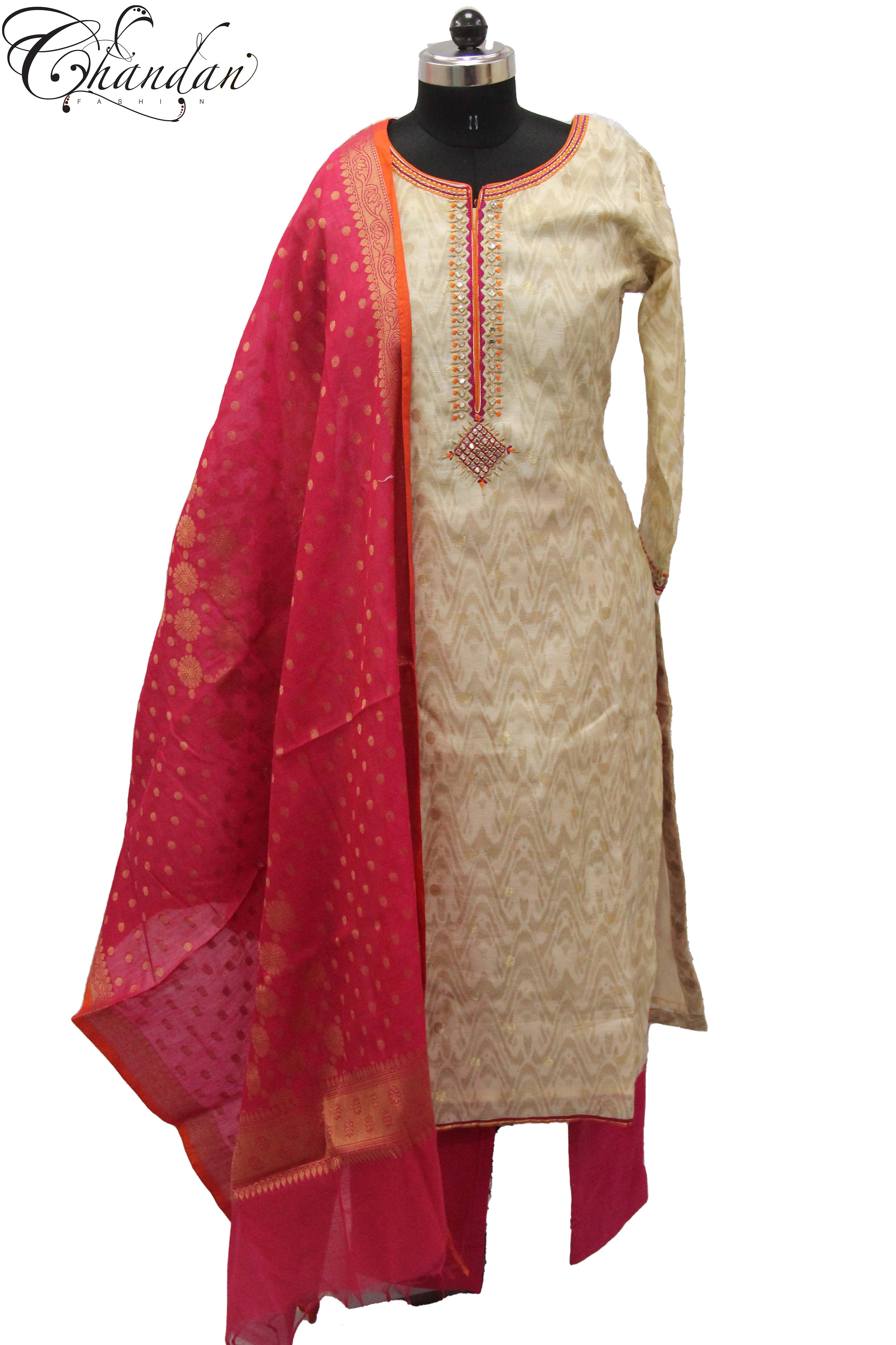 Emb. Straight Kurta with Pants and Dupatta