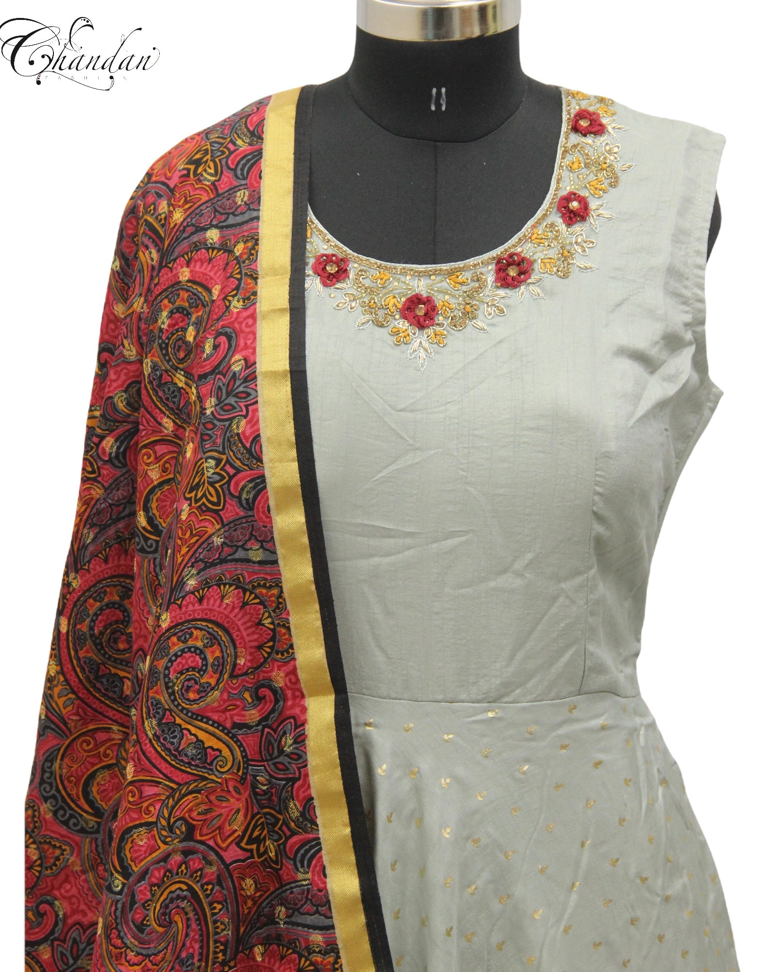 Anarkali Suit With Contrast Dupatta