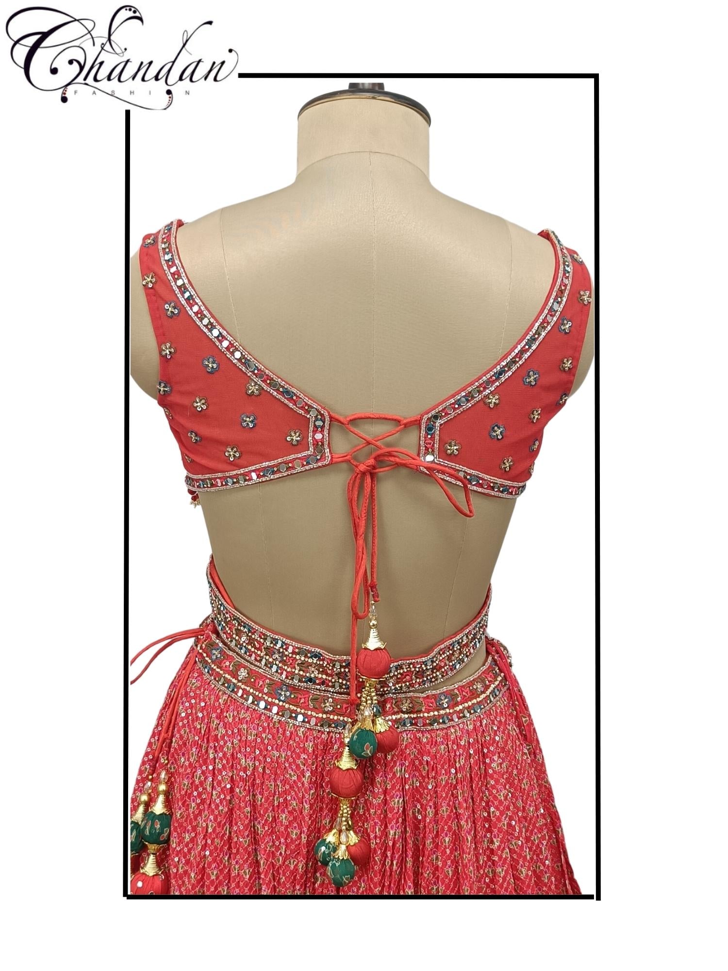 Women's Partywear Red Lehenga Choli Set