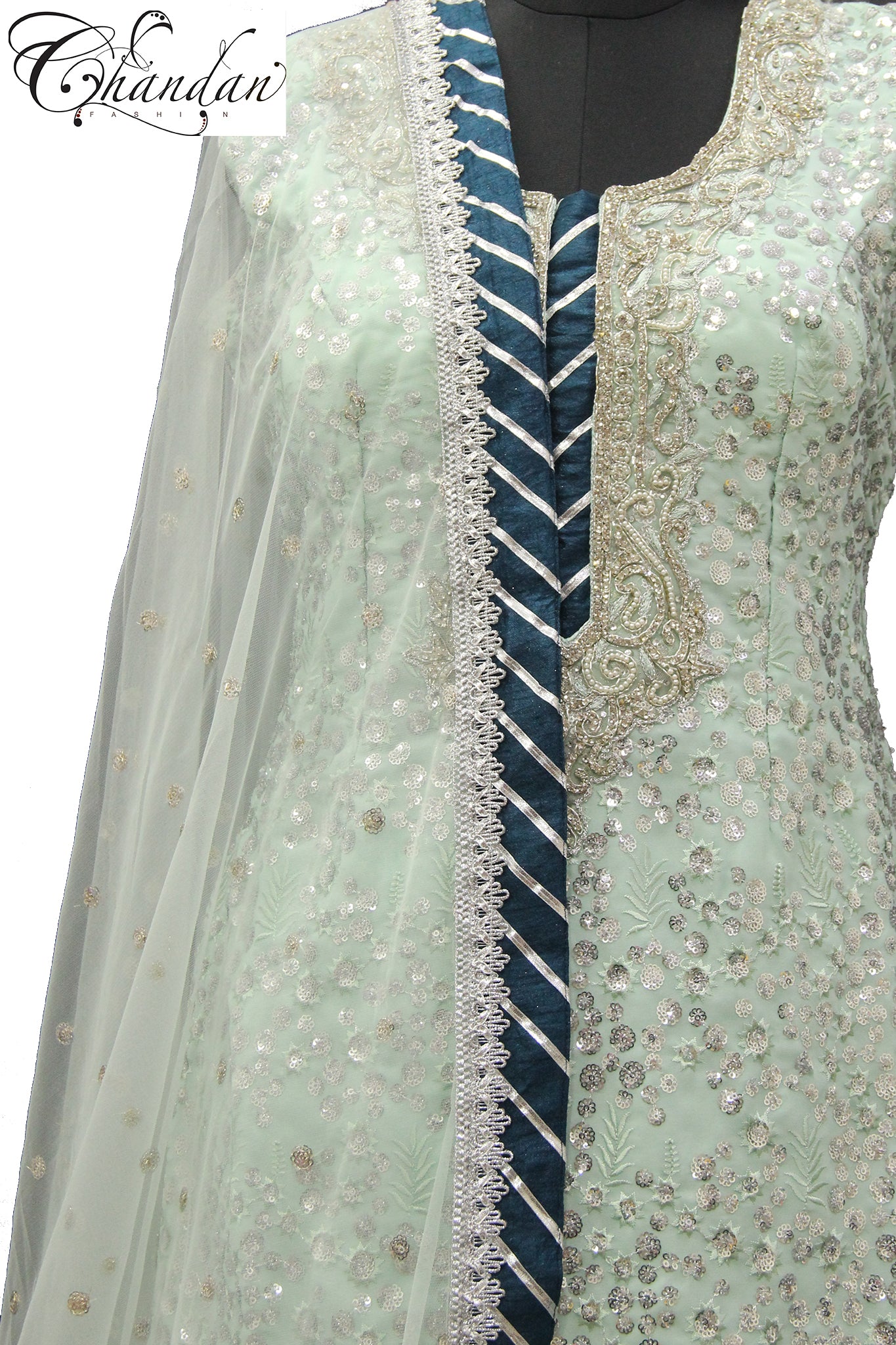 Sharara Suit with Silver Emb.
